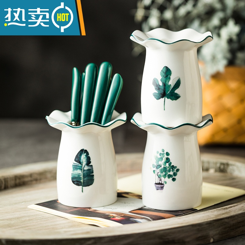 敬平水果叉套装创意可爱不锈钢水果叉子ins北欧点心叉清新小叉子果签 鼓型尤加利+4树叶叉2勺高清大图