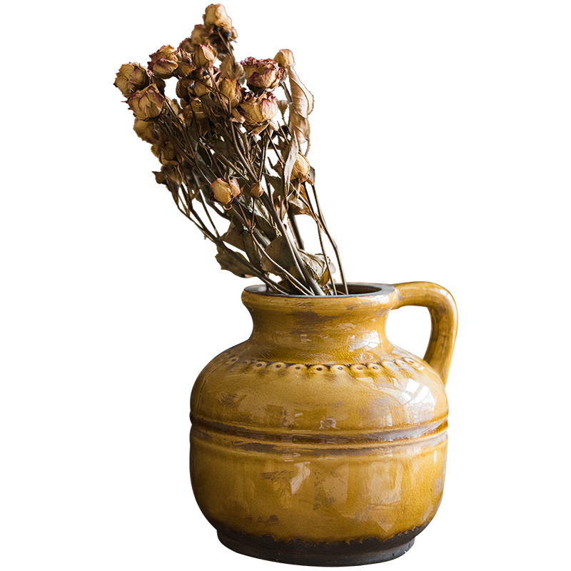 掬涵复古冰裂纹陶瓷花瓶花壶罐子花器装饰摆件怀旧美式乡村