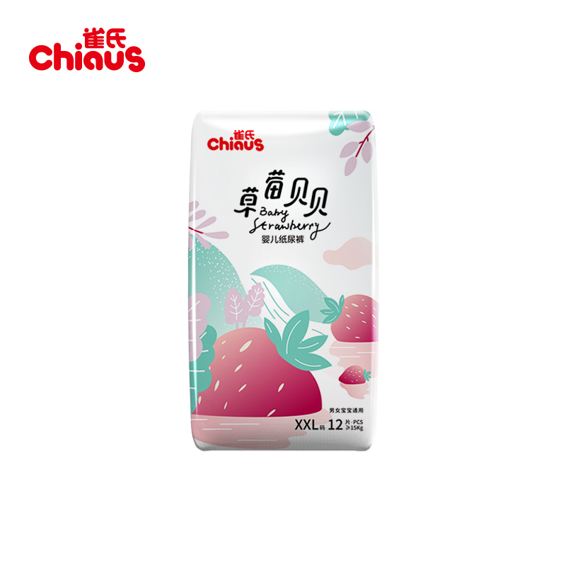 雀氏(Chiaus)草莓贝贝纸尿裤-XXL48 婴儿尿不湿轻薄透气尿裤(15kg以上)