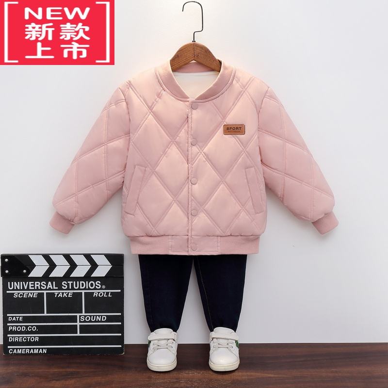 可莉允女童棉衣内胆加绒冬季新款洋气保暖外套儿童棒球服中小童冬装棉服