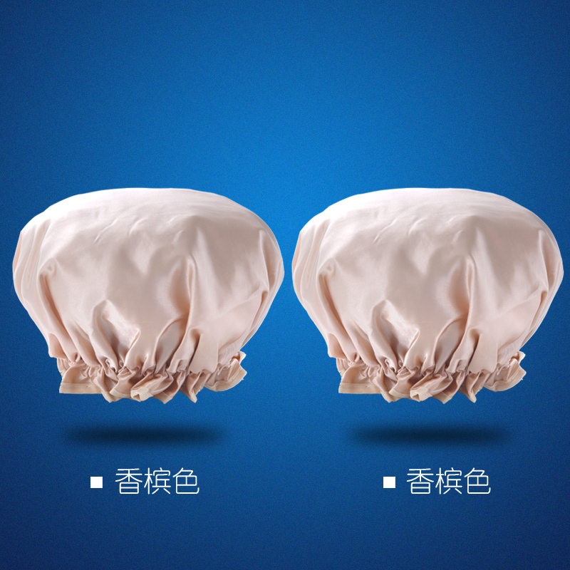 浴帽防水成人女款淋浴洗澡沐浴帽双层浴冒头套沐浴发套发帽浴帽女 三维工匠 香槟色2只装高清大图