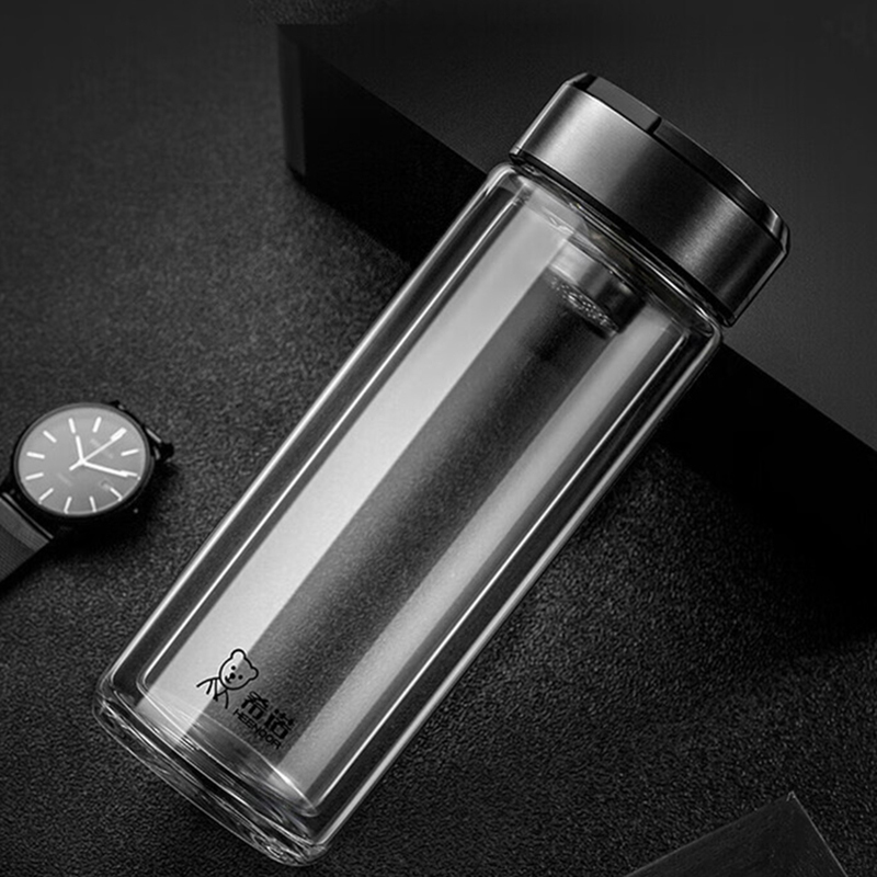 希诺玻璃杯315ml双层隔热便携耐用XN-6711(颜色随机)高清大图