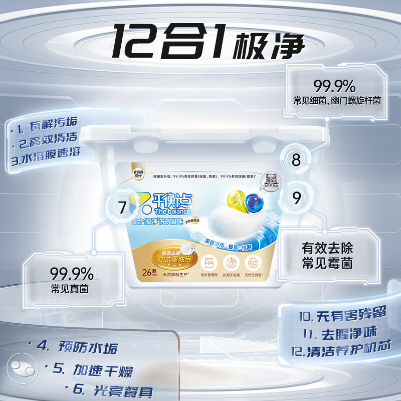 立白集团平衡点12合1极净洗碗凝珠26颗 洗碗机洗涤剂洗碗粉洗碗块耗材高清大图