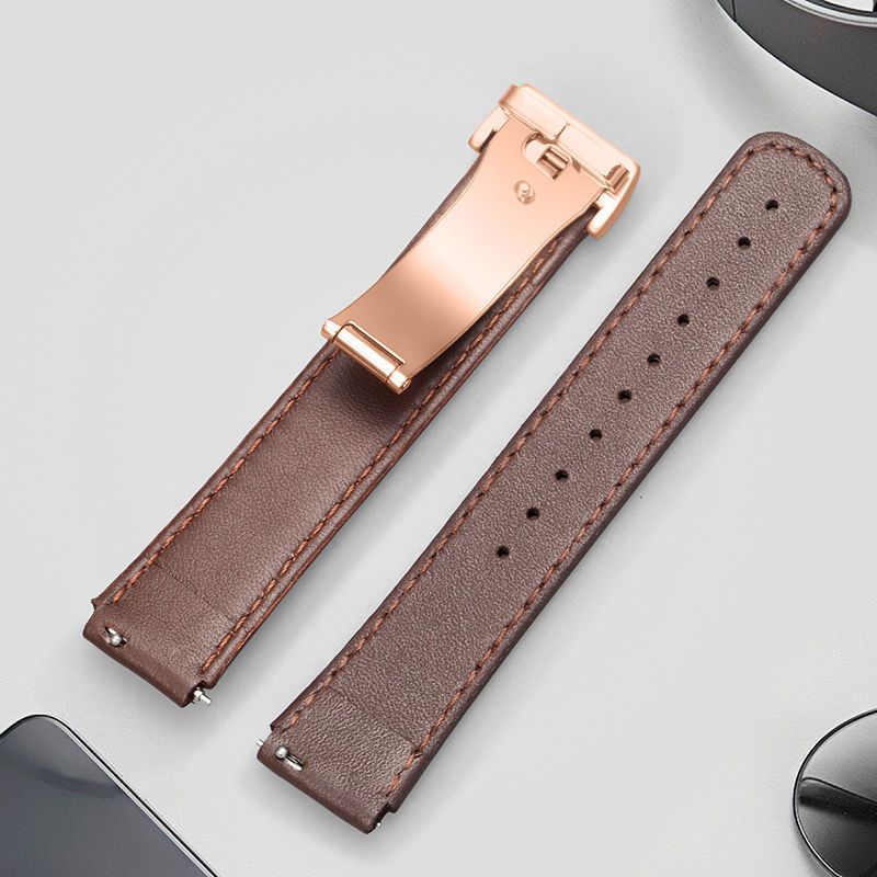 铭侣表带华为b3表带b6智能运动b5手环牛皮表带折叠扣商务版b2真皮链16