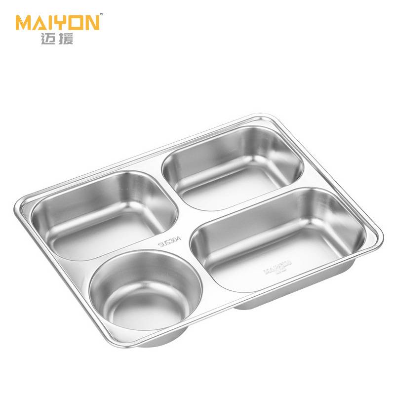 迈援 餐盘 304不锈钢加深 大四格(B型) 个高清大图