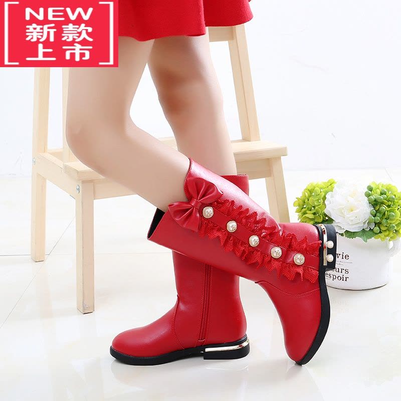 可莉允儿童鞋女童靴子冬季2022年新款公主长筒靴中大童小女孩加绒高筒靴图片