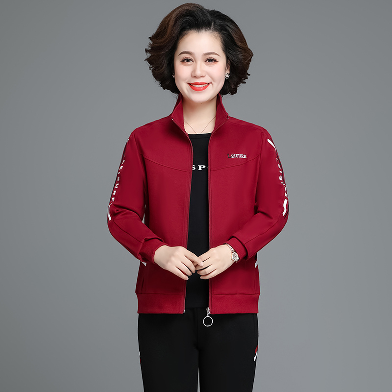 金蔚臻妈妈秋装外套洋气中老年运动服套装女春秋中年休闲上衣4050岁三