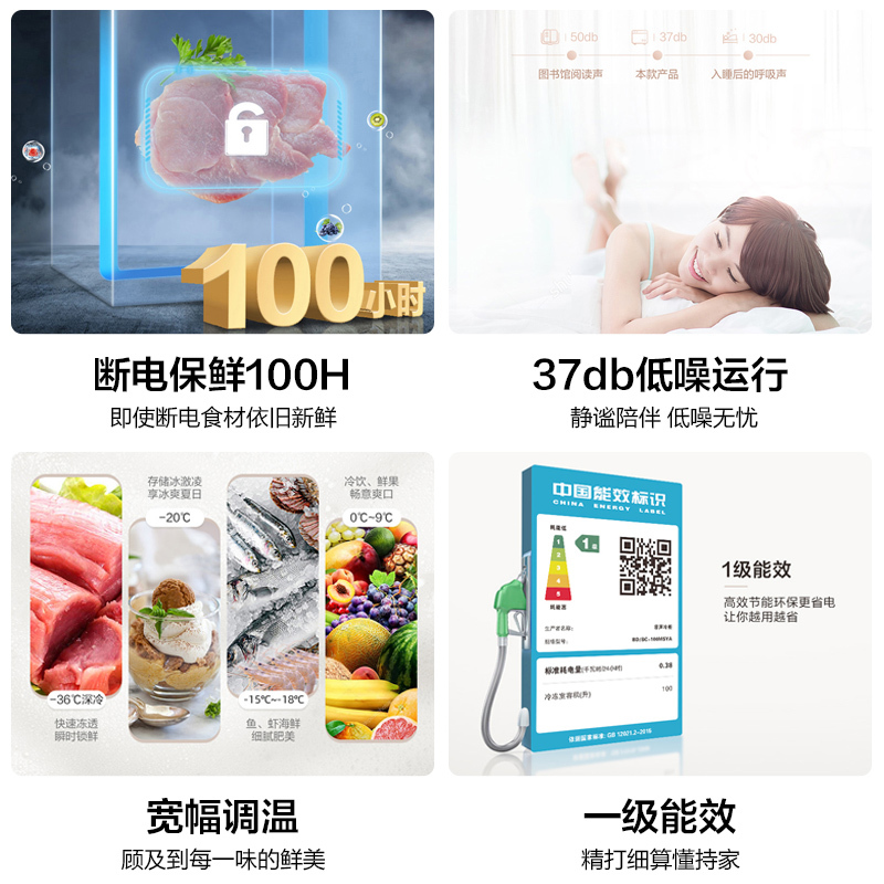 容声(Ronshen)100升冰柜小型家用冷冻冷藏 迷你冷柜 一级能效节能卧式 电脑控温BD/BC-100MSYA