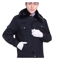 经典保安棉衣大衣防寒服加厚物业执勤工装（整套含冬裤 藏青色-185）
