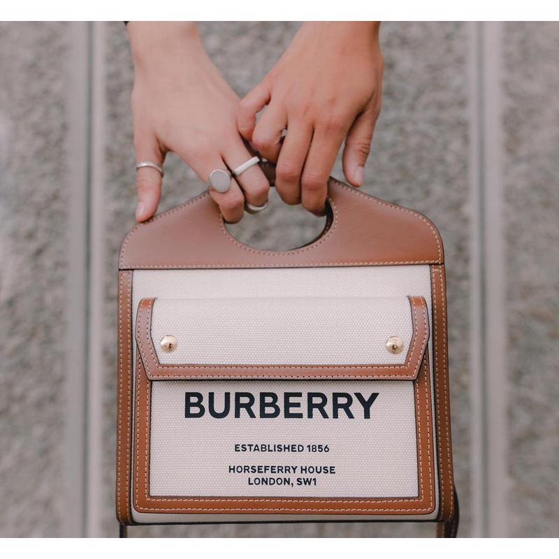 博柏利(BURBERRY)迷你双色拼接女士单肩包可拆卸肩带实用口袋包手高清大图