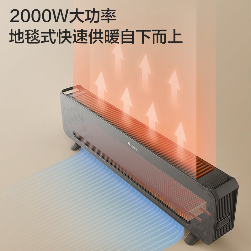 格力(GREE)踢脚线取暖器家用大面积电暖器IPX4级防水干衣暖风机NJF-X6020