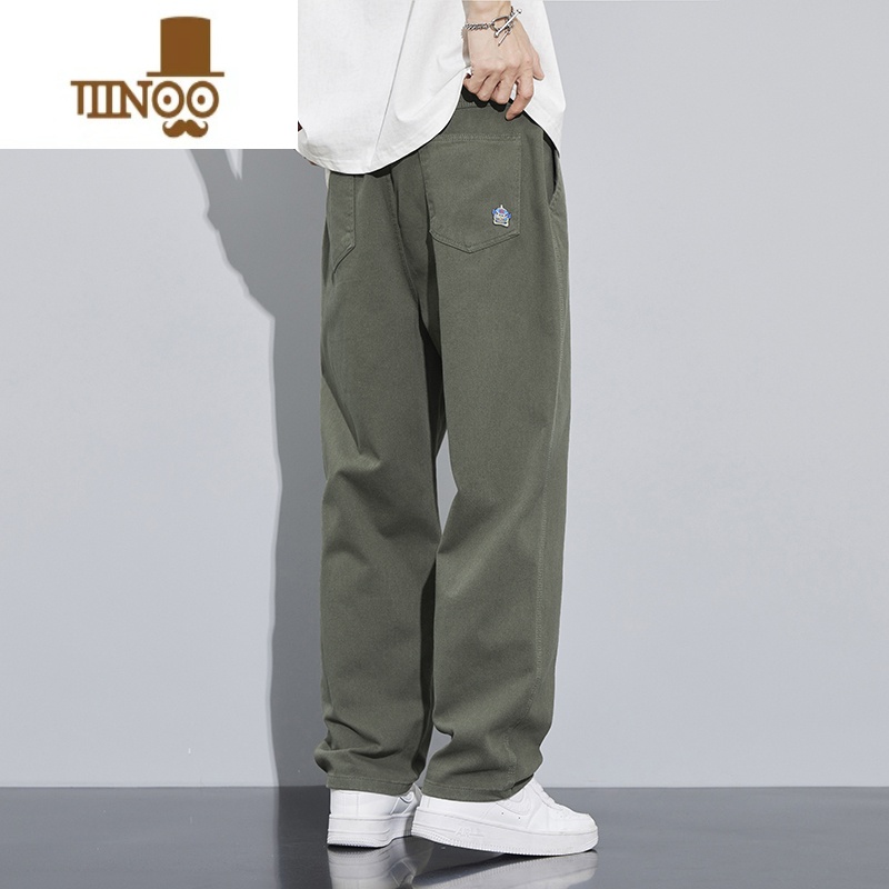 YANXU休闲裤子男士2023新款直筒宽松潮牌秋季男生美式高街阔腿工装长裤高清大图