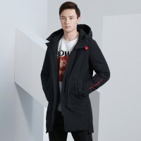 雅鹿羽绒服男士中长款连帽外套2019新款加厚保暖时尚羽绒服潮