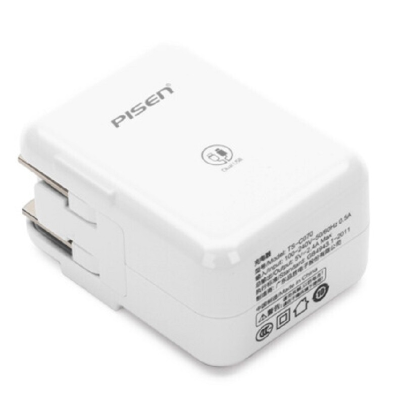 品胜 iPad充电器2.4A 双USB 手机平板移动电源充电器双口两口充电头 (不含数据线)苹果白