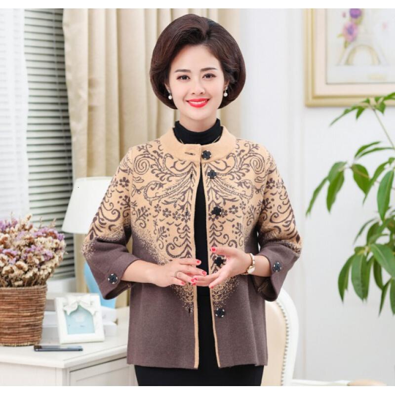 迪鲁奥(DILUAO)中老年人秋装奶奶外套上衣50岁60老太太加肥加大码妈妈装毛衣开衫高清大图
