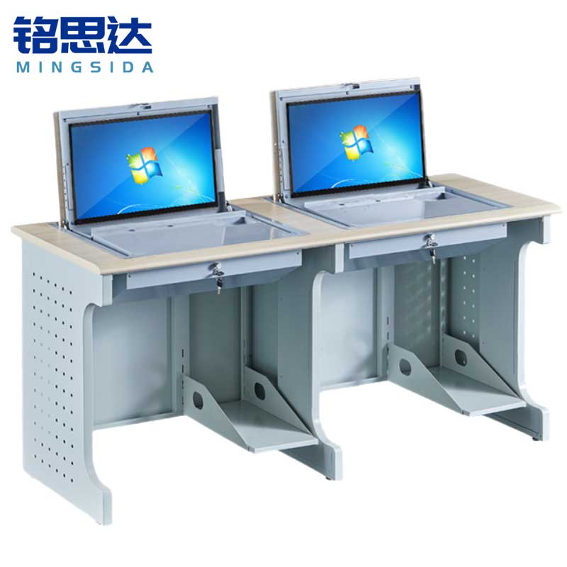 铭思达翻转电脑桌双人位张高清大图