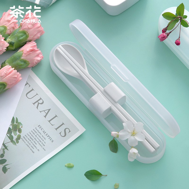 茶花欧铂兹餐具筷子勺子套装便携儿童学生餐具盒金属餐具便携套装 欧铂兹*餐具盒037001
