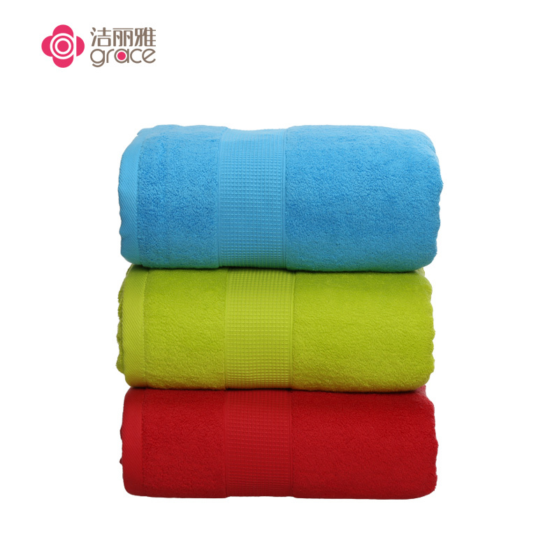 【苏宁超市】洁丽雅组合装纯棉加厚素色强吸水家庭装套系 2毛巾1浴巾 6724系列高清大图