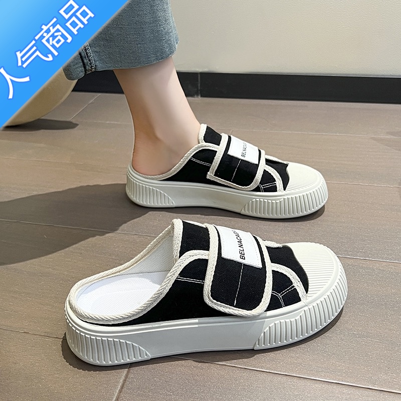 SUNTEK帆布鞋女2023春秋季新款复古港风小众老爹运动饼干小白鞋板鞋高清大图