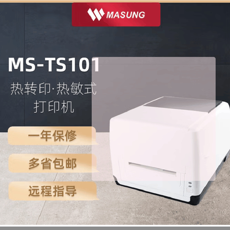 MASUNG MS-TS101热敏热转印标签条码打印机小票据固定资产热转印桌面办公便携打印机 白色图片