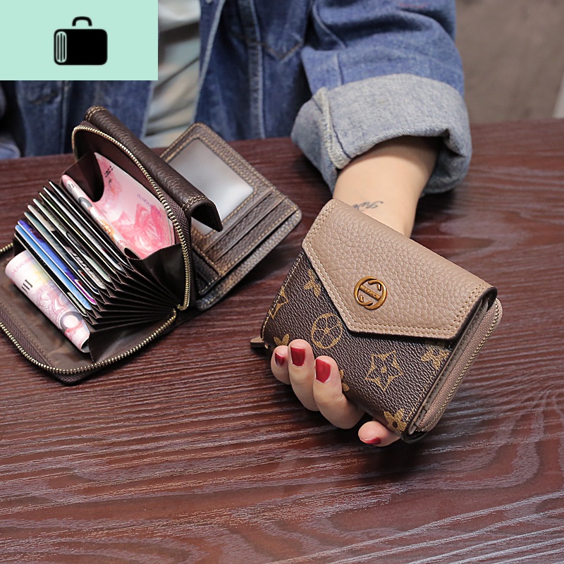 香港欧美时尚2020新款真皮小钱包女短款牛皮多卡位卡包钱包一体包NEWLAKE 粉色