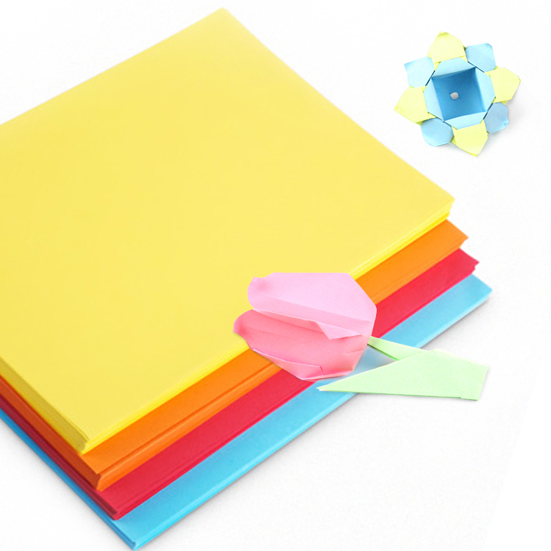 得力deli彩色复印纸80克手工折纸彩纸大红黄色绿色混色折纸可选80gA4办公打印用纸 橙色1包 总共100张