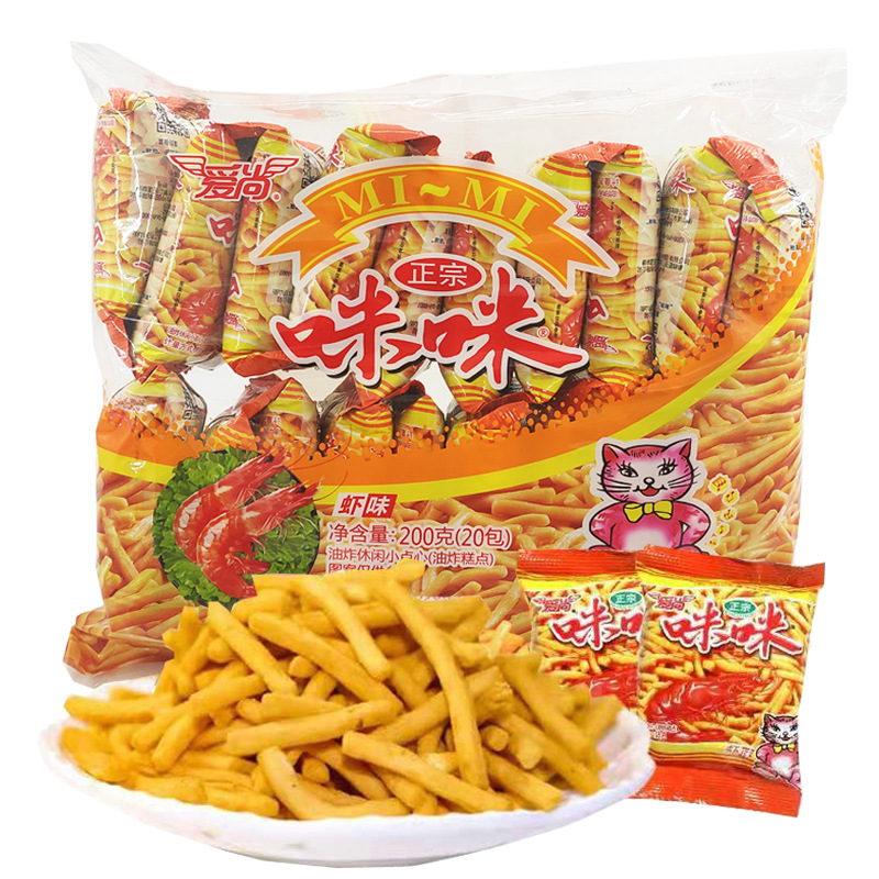 爱尚mimi虾条味200g约20包零食小吃食品膨化大礼包