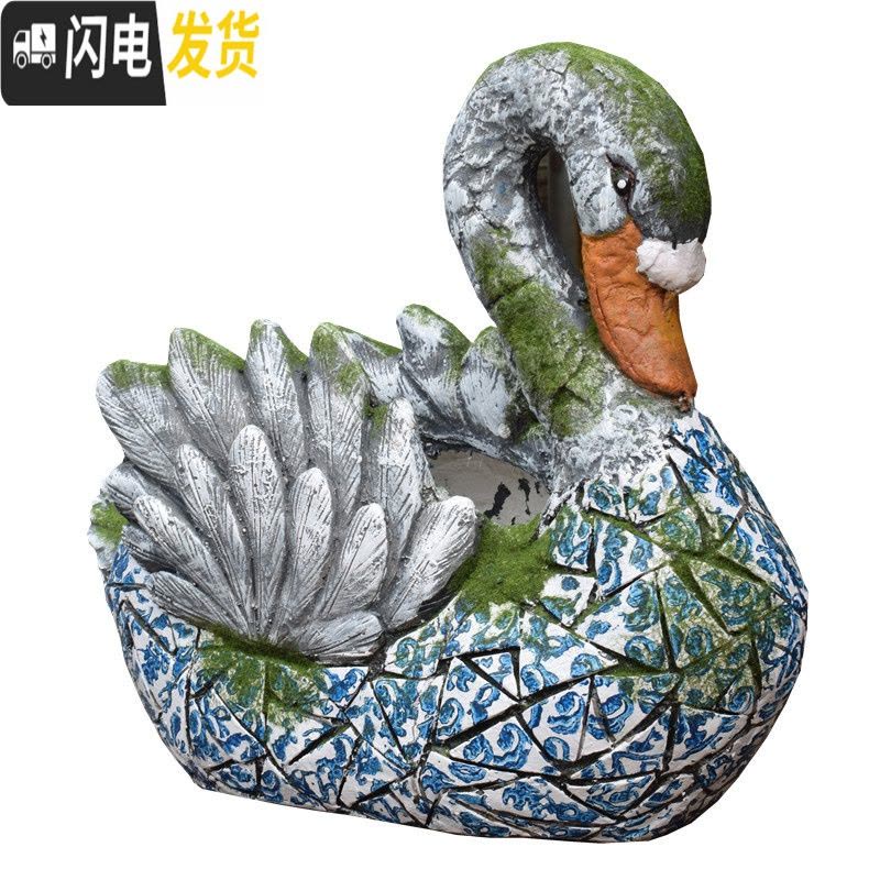 三维工匠天鹅花盆摆件花园装饰大号绿植个性创意动物植物盆栽盆器户外阳台 大天鹅花盆 大花盆容器图片