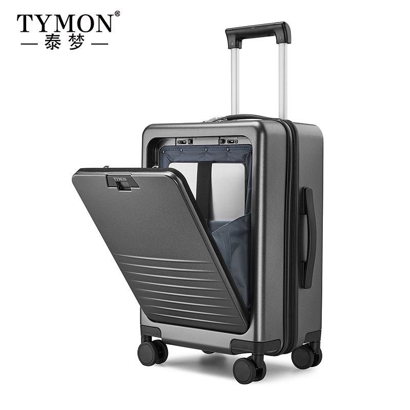 Tymon泰梦 前开盖多功能高档商务拉链款旅行箱大容量行李箱 逐梦T24 星空灰 20英寸
