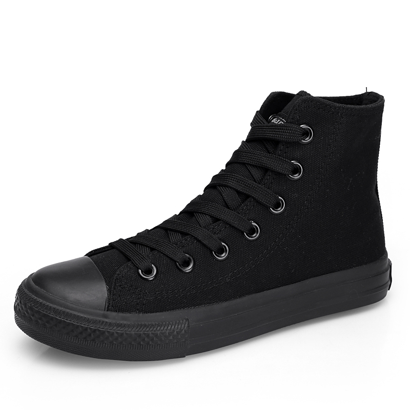 全黑色女鞋帆布鞋情侣布鞋韩版平底工作鞋板鞋小黑鞋休闲鞋潮低帮单鞋