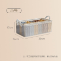 新款透明PVC收纳盒钢架收纳箱裤子衣服布艺整理箱家用衣柜宿舍衣物收纳盒整理盒 小号30*24*17cm 3个