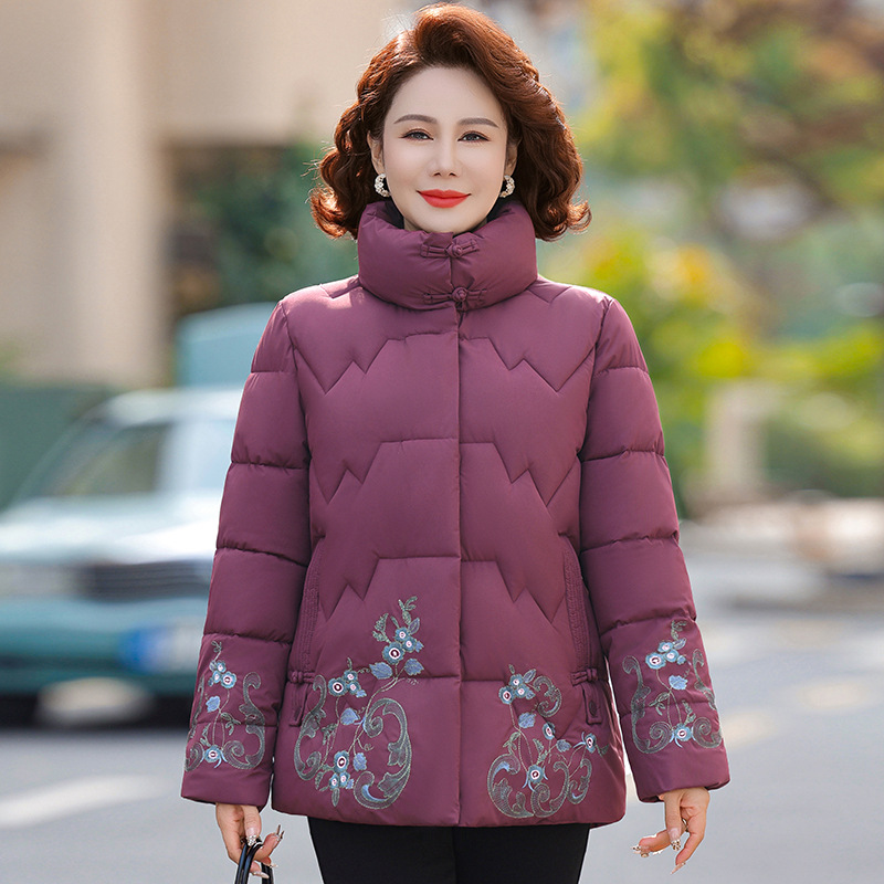 中老年人棉衣女妈妈冬装羽绒棉服外套60岁70老太太加厚奶奶装棉袄