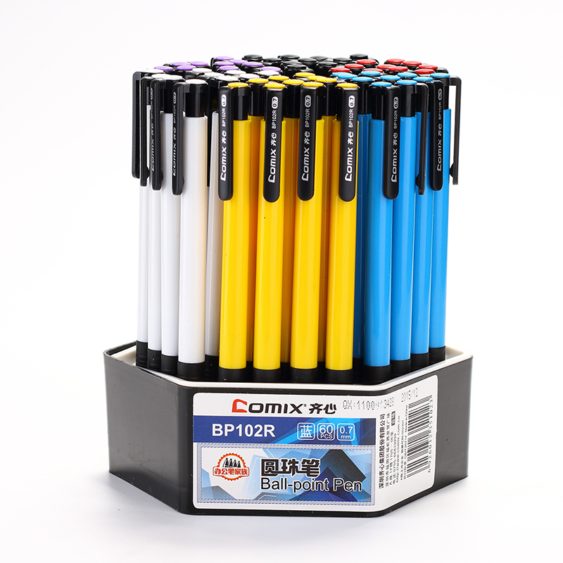 齐心 BP102R 经典圆珠笔 0.7mm 蓝 60个装