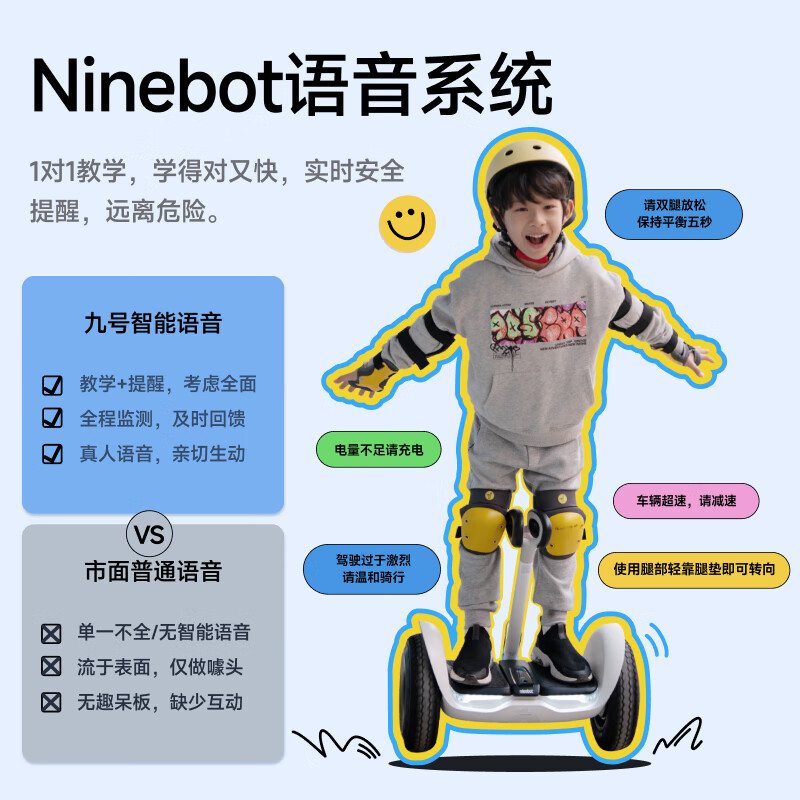 九号Ninebot电动平衡车L6智能腿控体感8-12-15岁以上儿童礼物代步车 L6 白色+手扶杆高清大图
