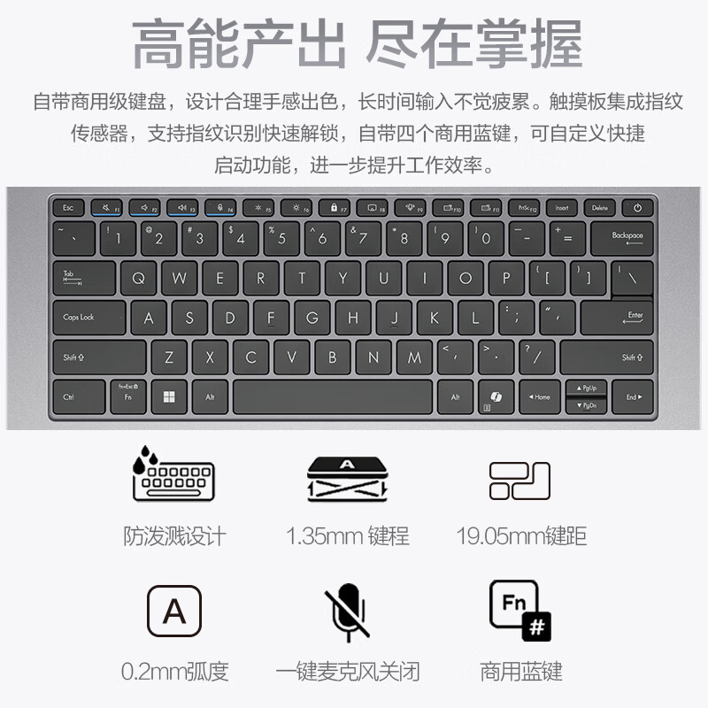 华硕破晓6 酷睿15.6英寸轻薄商务商用办公指纹人脸双识别笔记本电脑(210H 16G 1TBSSD固态)高清大图