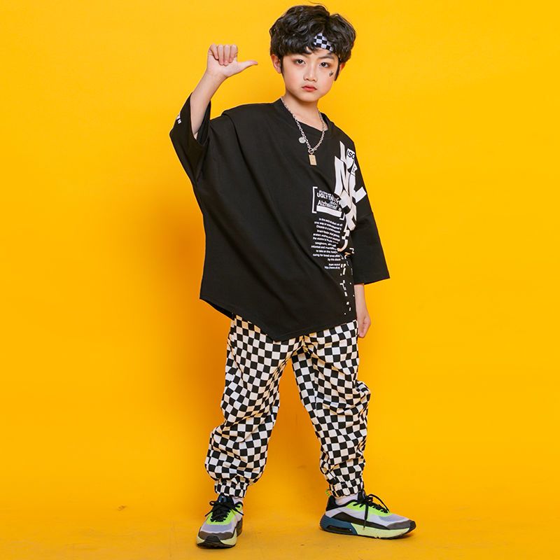 儿童爵士舞服装女童街舞套装少儿hiphop走秀装演出服男