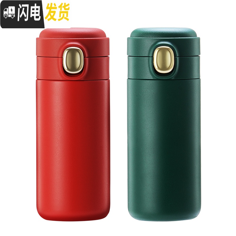 三维工匠圣诞保温杯女学生清新文艺水瓶男情侣简约杯子个性创意潮流 圣诞绿-304不锈钢-320高清大图