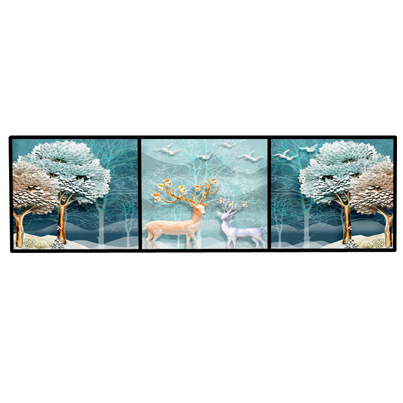 北欧客厅装饰画沙发背景墙壁画现代简约三联画卧室床 深桔红色 50*50[适合2.5米左右墙面]高端/简洁白色框[28cm
