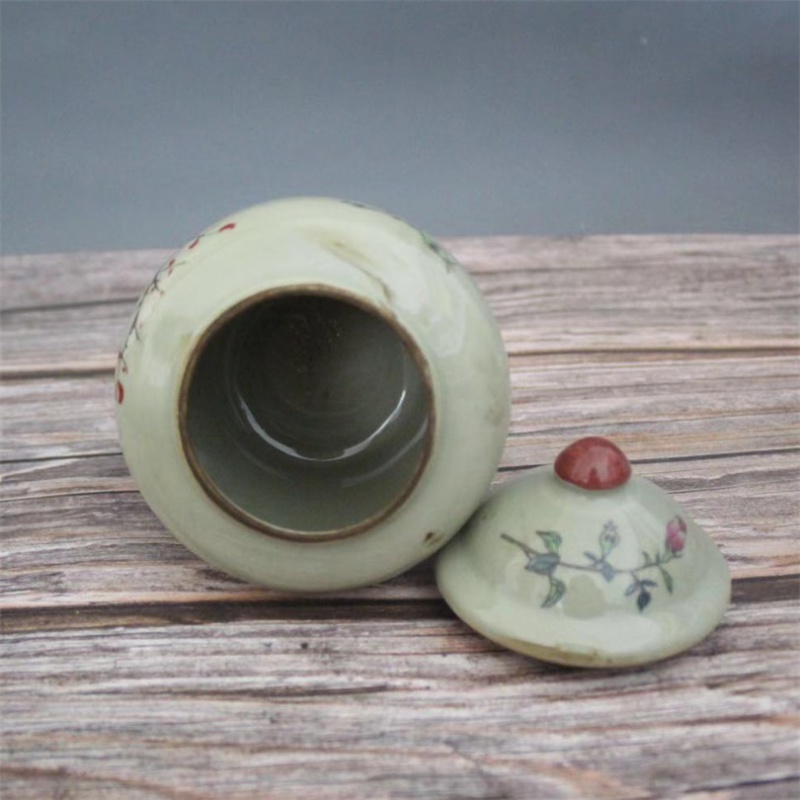 美帮汇清同治粉彩富贵牡丹平安图花鸟将罐茶叶罐家居装饰展柜摆件做旧高清大图