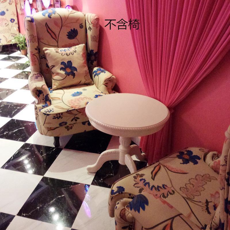 森美人复古茶几做旧拍摄北欧客厅沙发边角几美式乡村实木卧室阳台小圆桌 象牙白色60直径60高