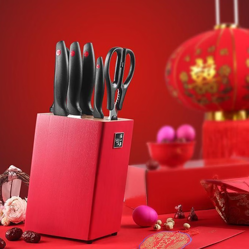 张小泉 D30870200 张字号*红妆系列套装刀具七件套 厨房刀具套装高清大图