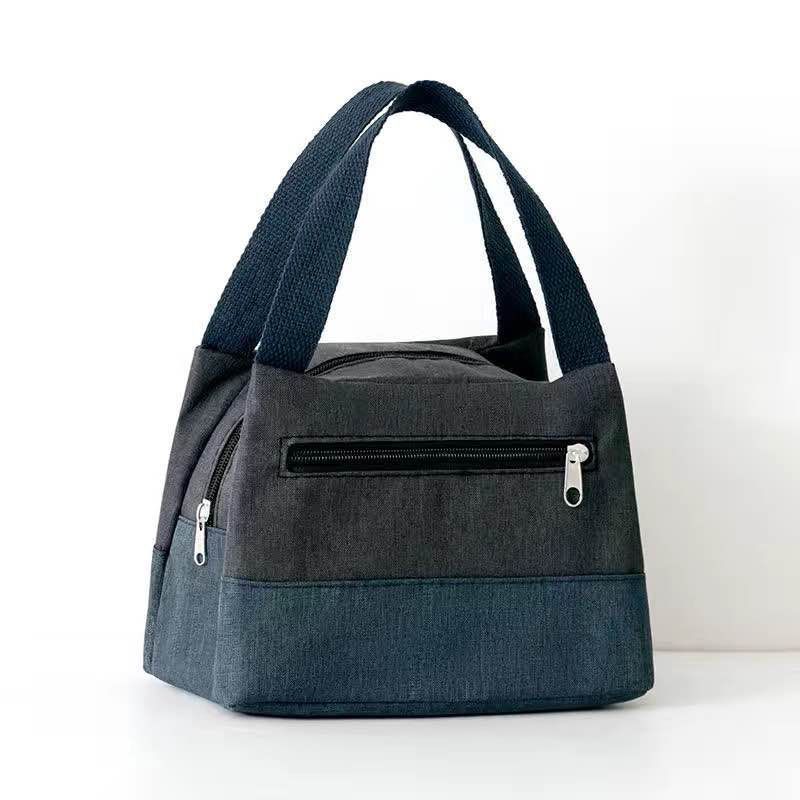 手拎便当包牛仔布包方盒包妈咪包手提包女款女士女款饭盒包女包包黑色