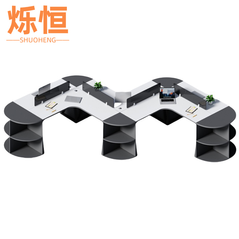 烁恒 职员办公桌 五人位 套高清大图