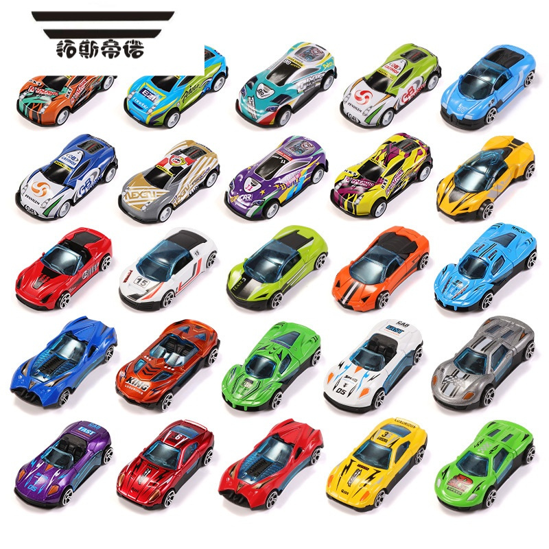 拓斯帝诺迷你合金车铁皮车小汽车模型回力滑行车儿童金属玩具套装