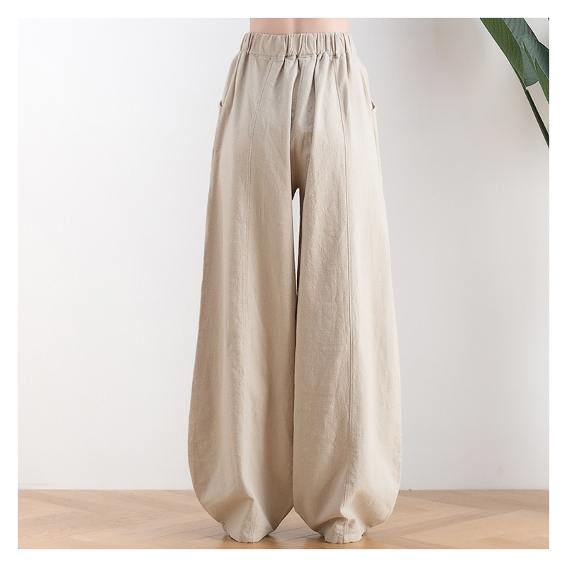 suntek苎麻坠感灯笼裤女春夏民族风休闲裤宽松大码复古棉麻阔腿哈伦裤