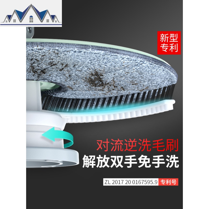 拖把杆旋转通用式懒人免手洗自动甩水家用拖地一拖拖布净墩布 三维工匠