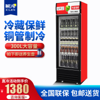 希冷（XILEN）展示柜冷藏饮料柜商用水果保鲜柜超市冰箱立式便利店冰柜啤酒柜单门双门三门直冷风冷 单门红黑色 风冷