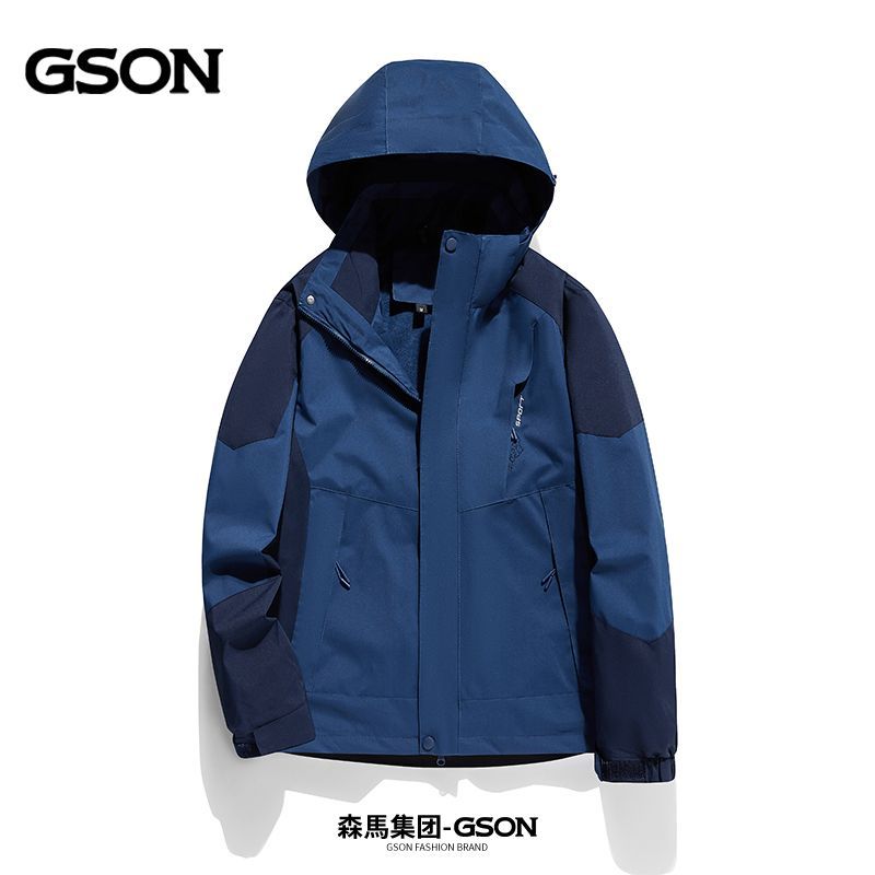 冲锋衣男女情侣三合一可拆卸登山服春秋冬季加绒外套