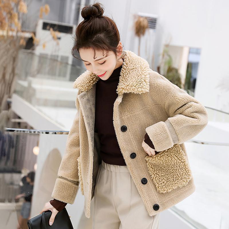 子沫雨jmoory东大仿羊羔毛外套女秋冬装2020新款韩版宽松ins毛绒短款