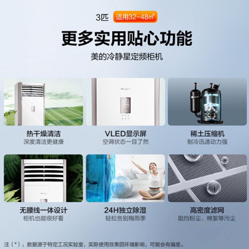 美的大3匹定速立式空调(三级能效)KFR-72LW/DN8Y-PA400(D3)